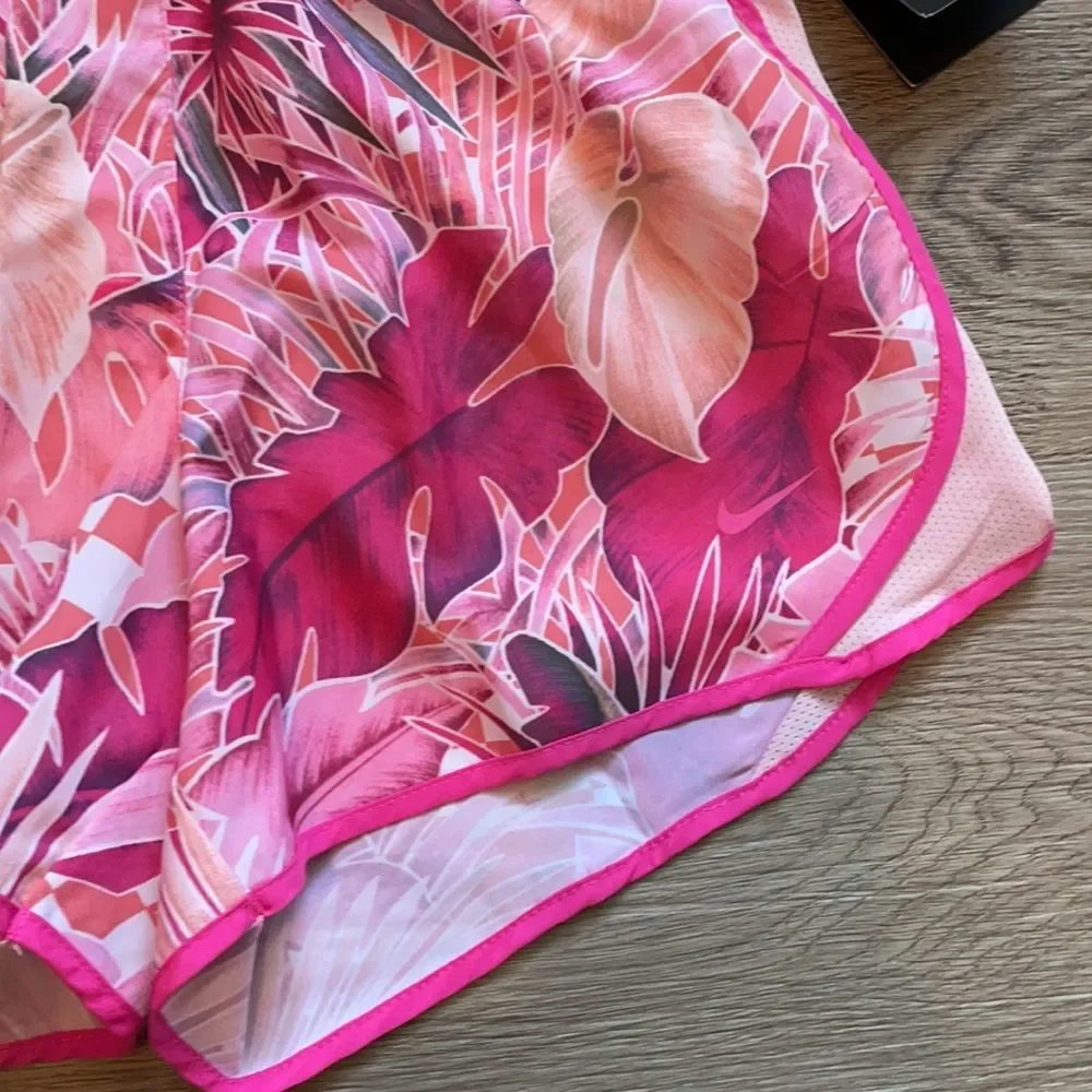 NWT Nike Dri-fit Pink tropical floral standard running workout shorts youth L